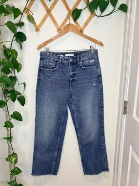 MANGO Blanca Straight-Fit Cropped Distressed Jeans